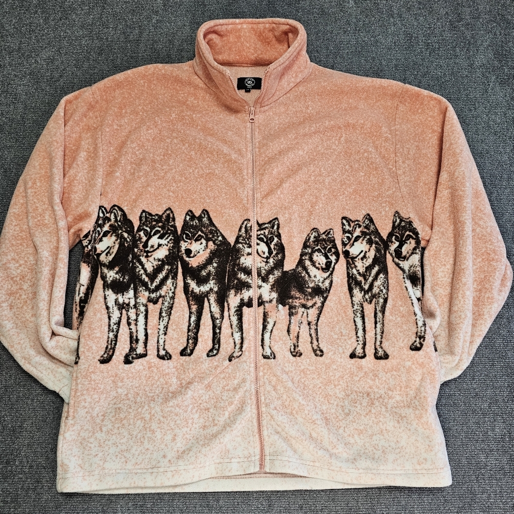 Sofari Collection Fleece Jacket Wolves Wolf Pack Sunset Full Zip Vintage 90s